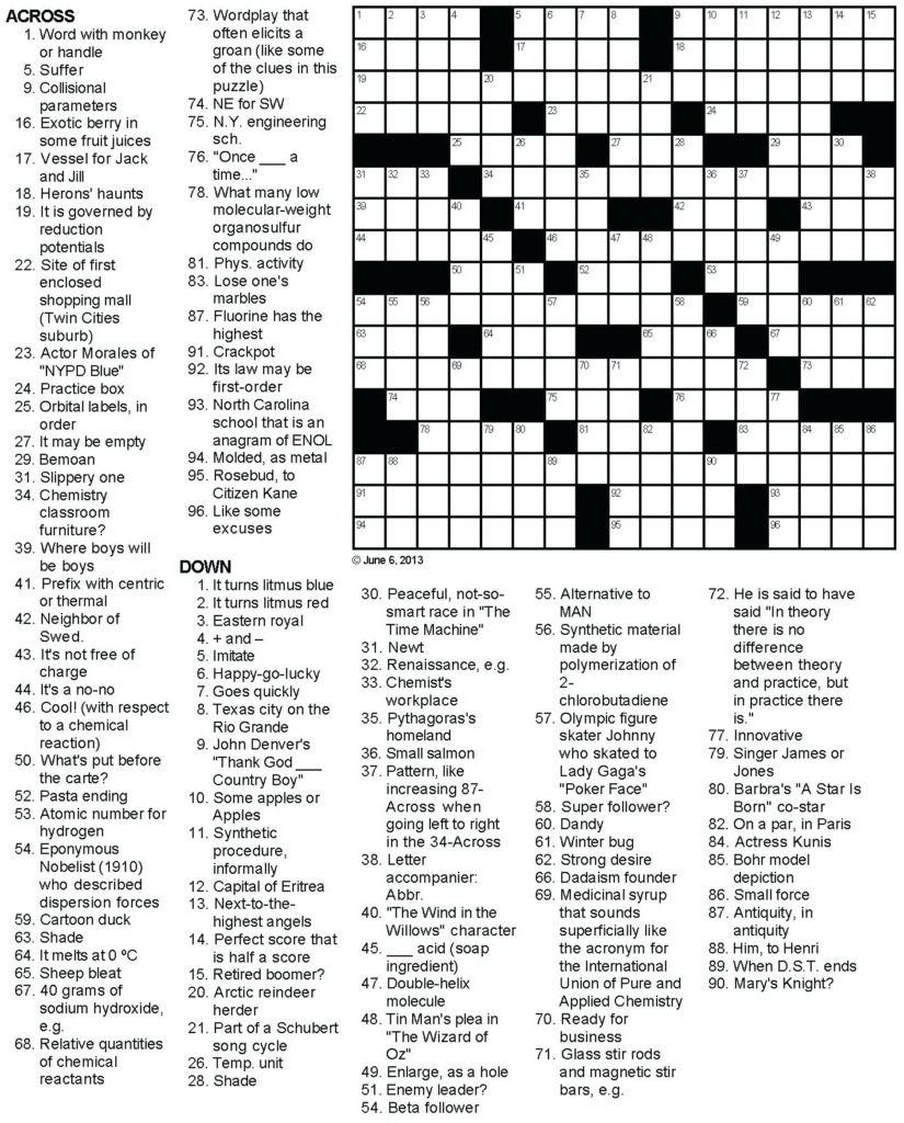 Printable Crossword Puzzles Middle School Printable