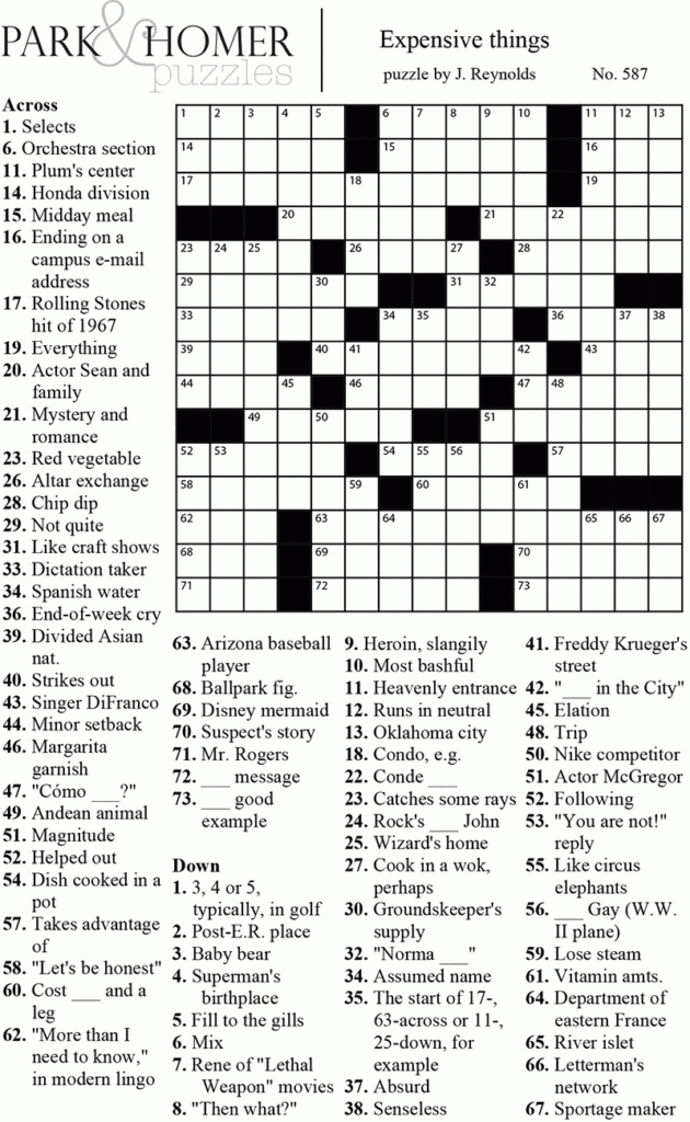 Printable Crossword With Answers Printable Crossword Puzzles