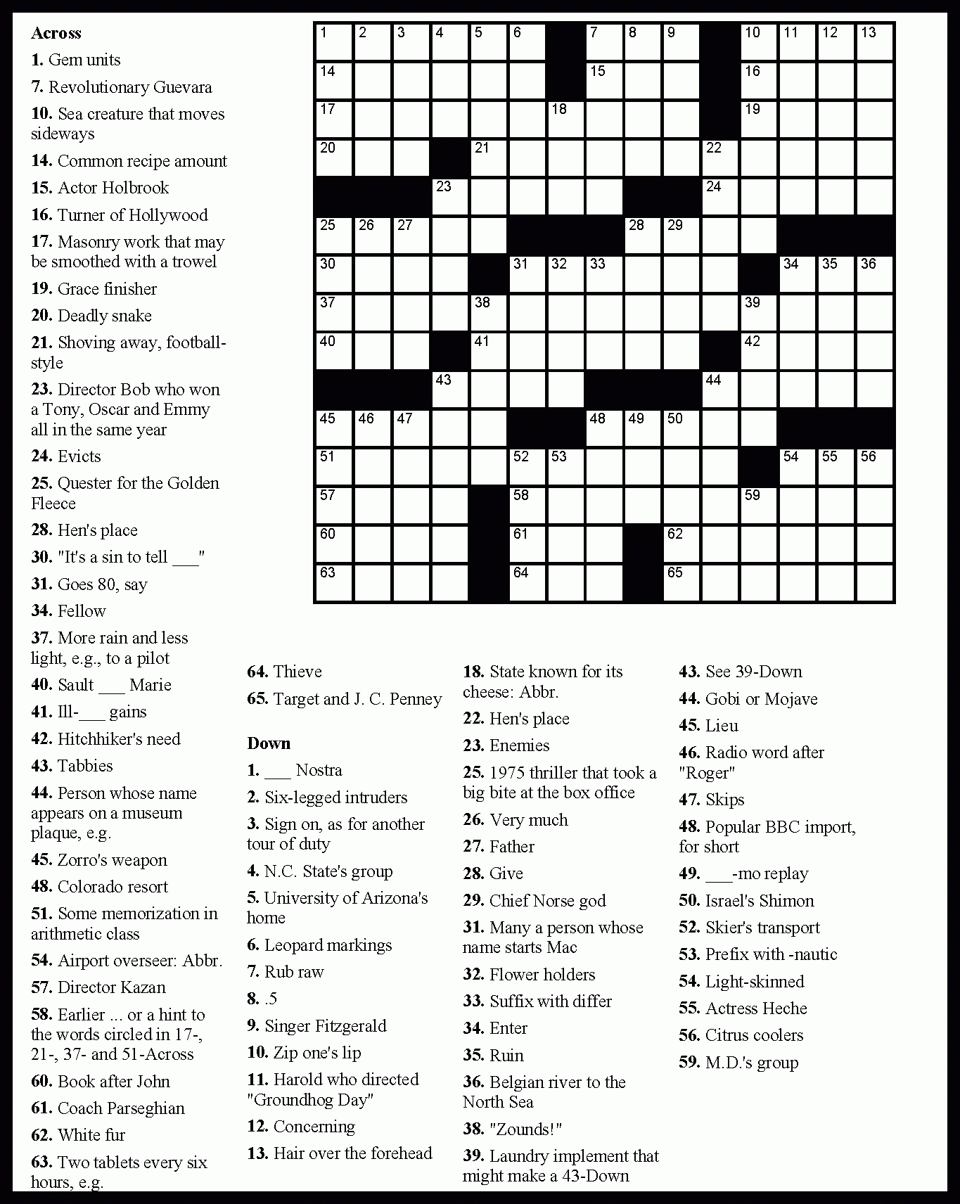 Printable Crossword Puzzles 3