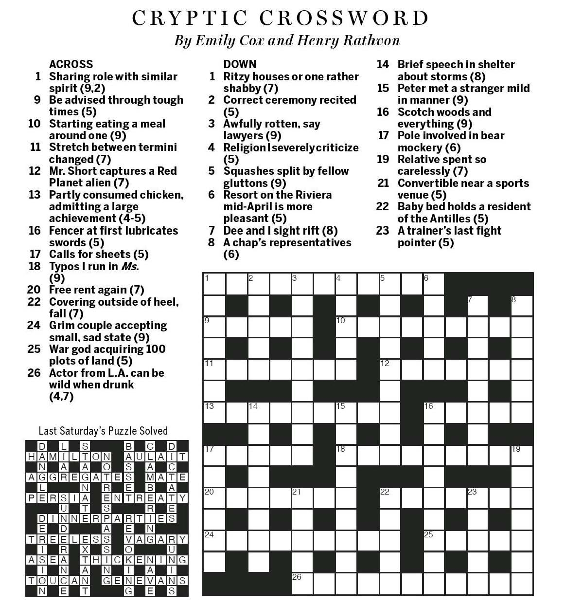 Printable Cryptic Crosswords Australia