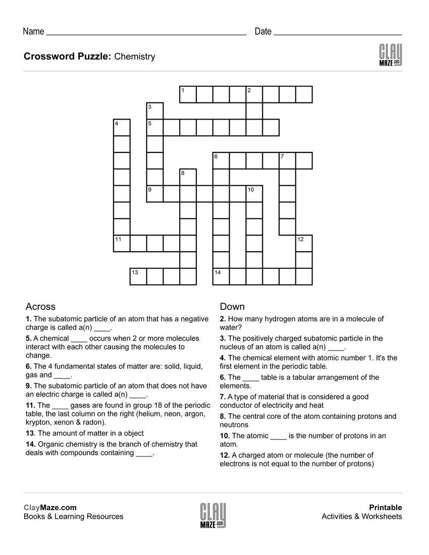 Printable Crossword Puzzles For Elementary Students