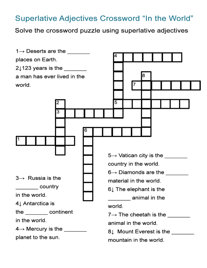 Printable English Crossword Puzzles With Answers Pdf