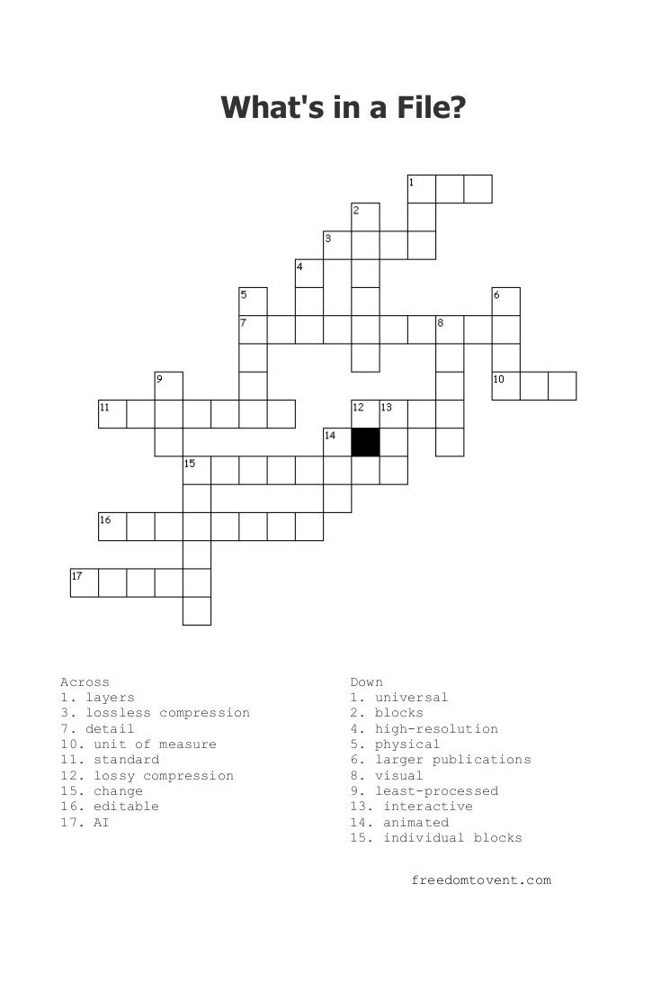 Printable File Format Crossword