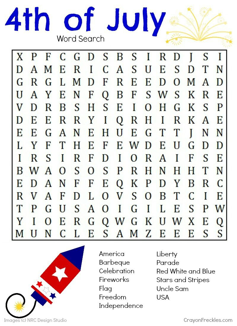 4th Of July Crossword Puzzle Printables