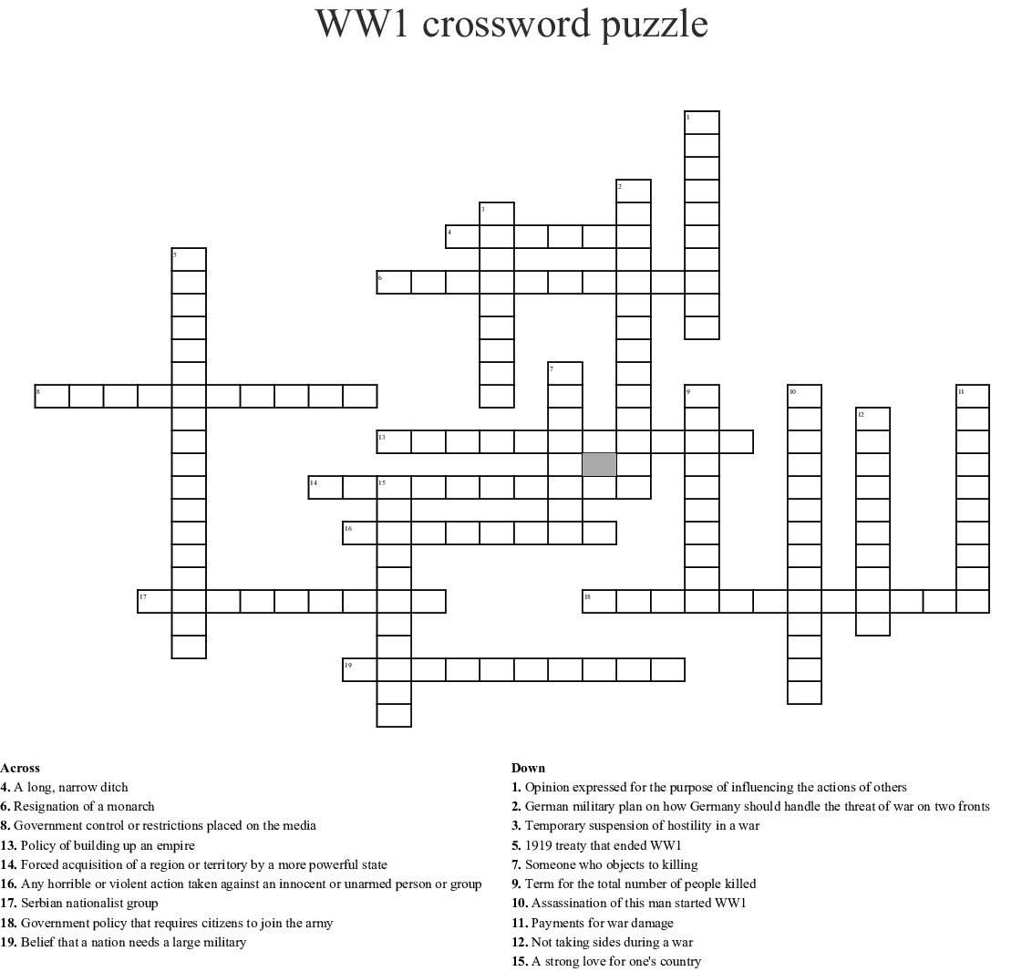 Military Crossword Puzzles Printable
