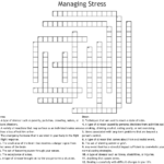 Printable Stress Management Crossword Puzzle Printable