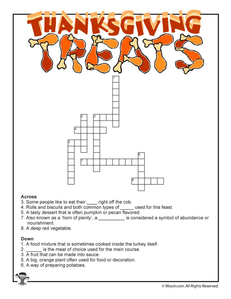 Printable Thanksgiving Crossword Puzzles For Adults