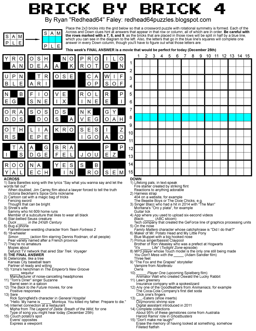 Free Printable Brick By Brick Crossword Puzzles