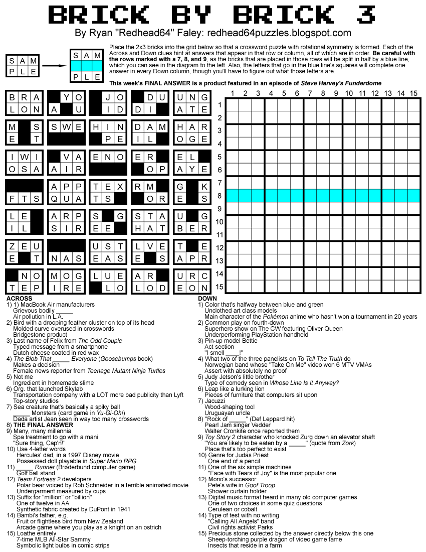 Free Printable Brick By Brick Crossword Puzzles