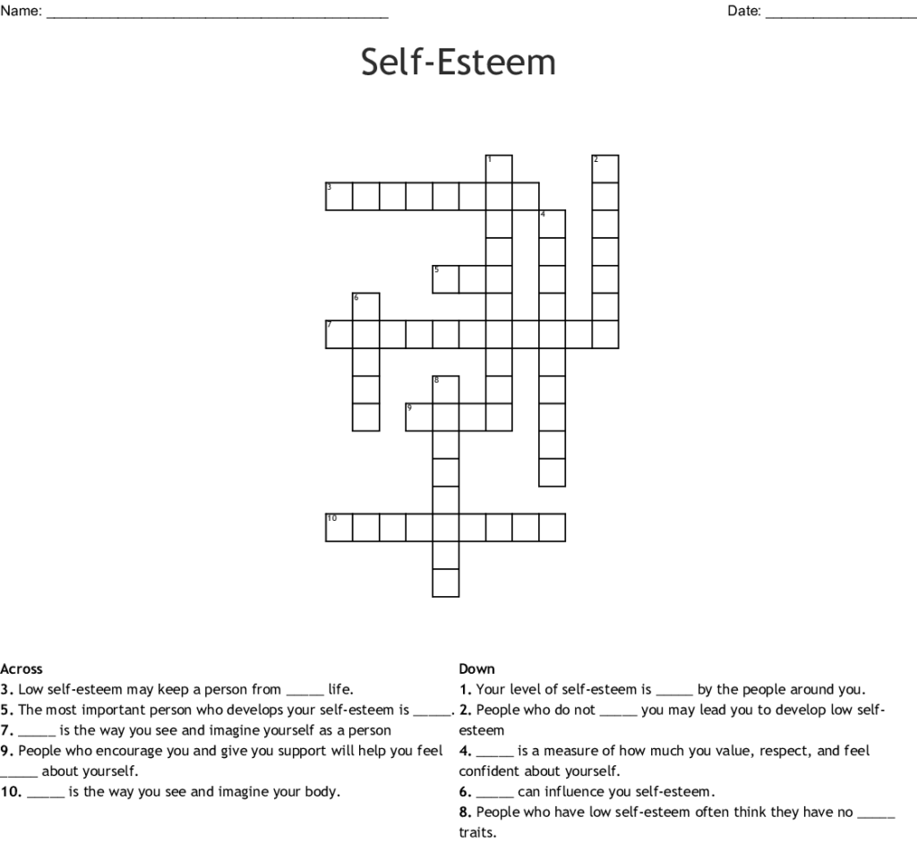 Self Esteem Crossword WordMint