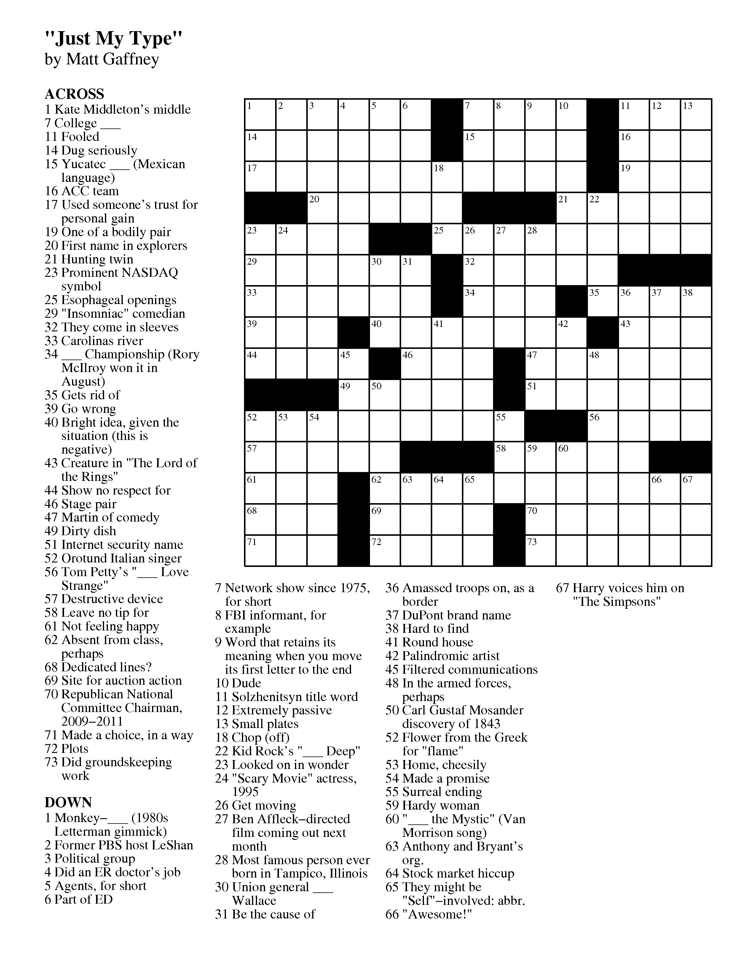 Printable Crosswords With Answers