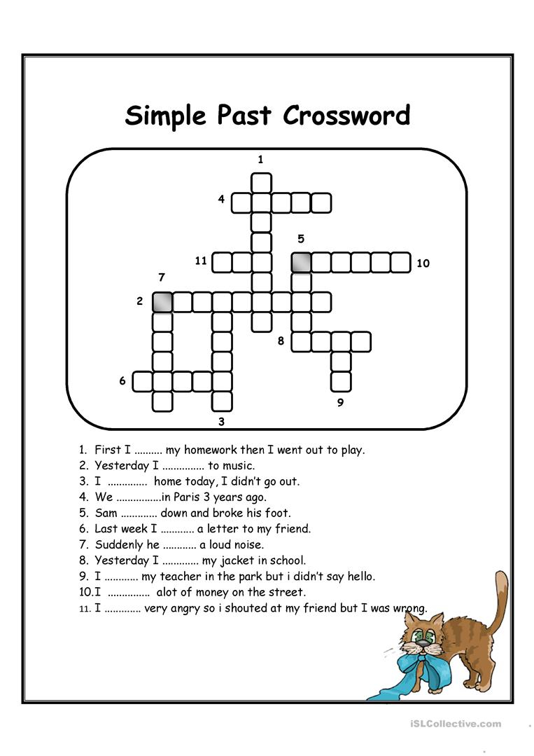 Simple Past Tense Crossword Puzzle Printable