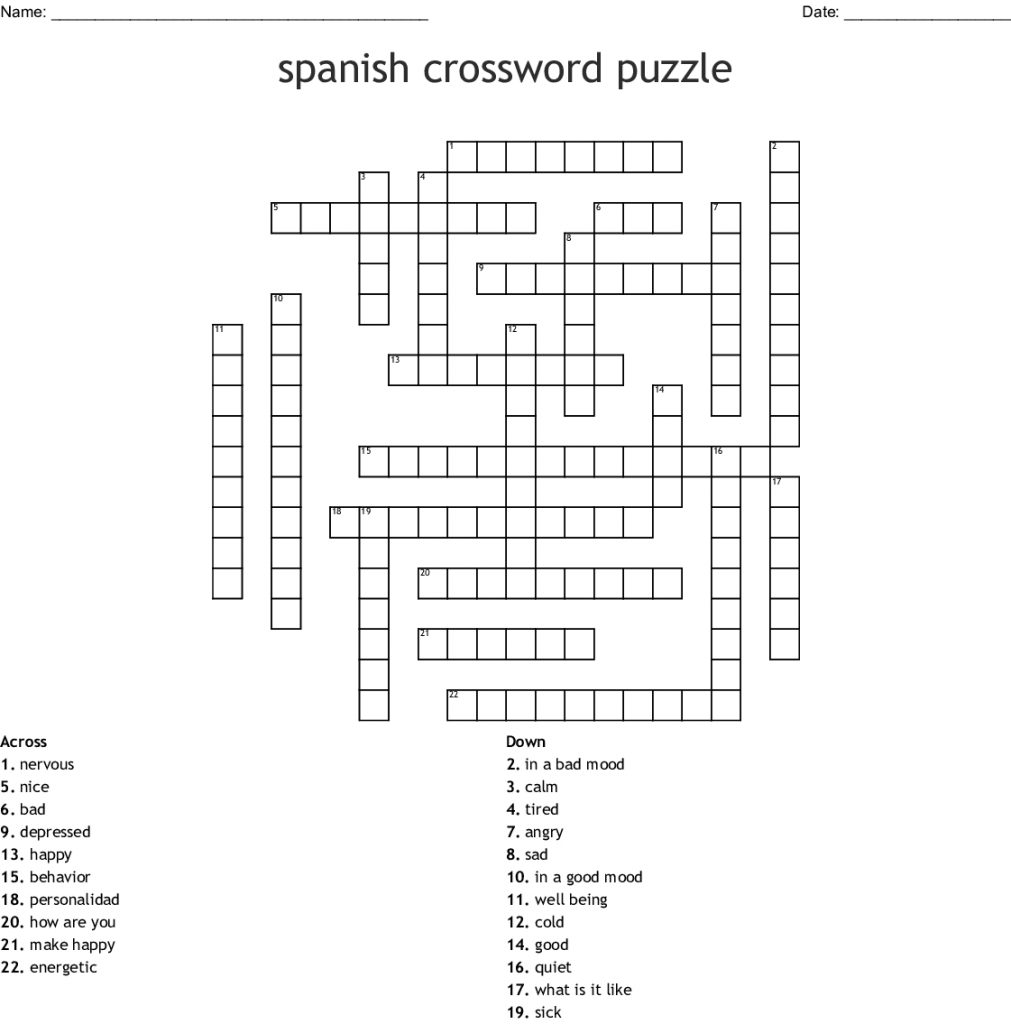 Spanish Crossword Puzzle Wordmint Word Search Printable