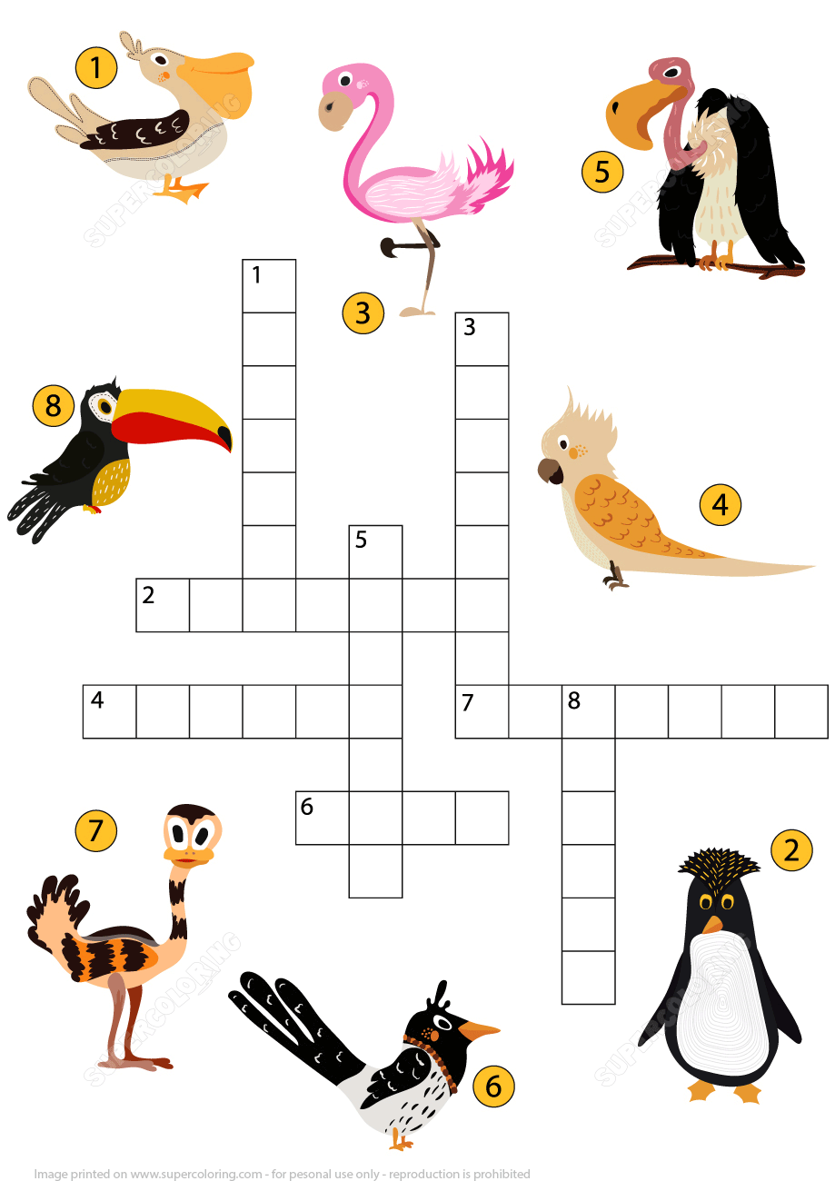Bird Crossword Puzzle Printable