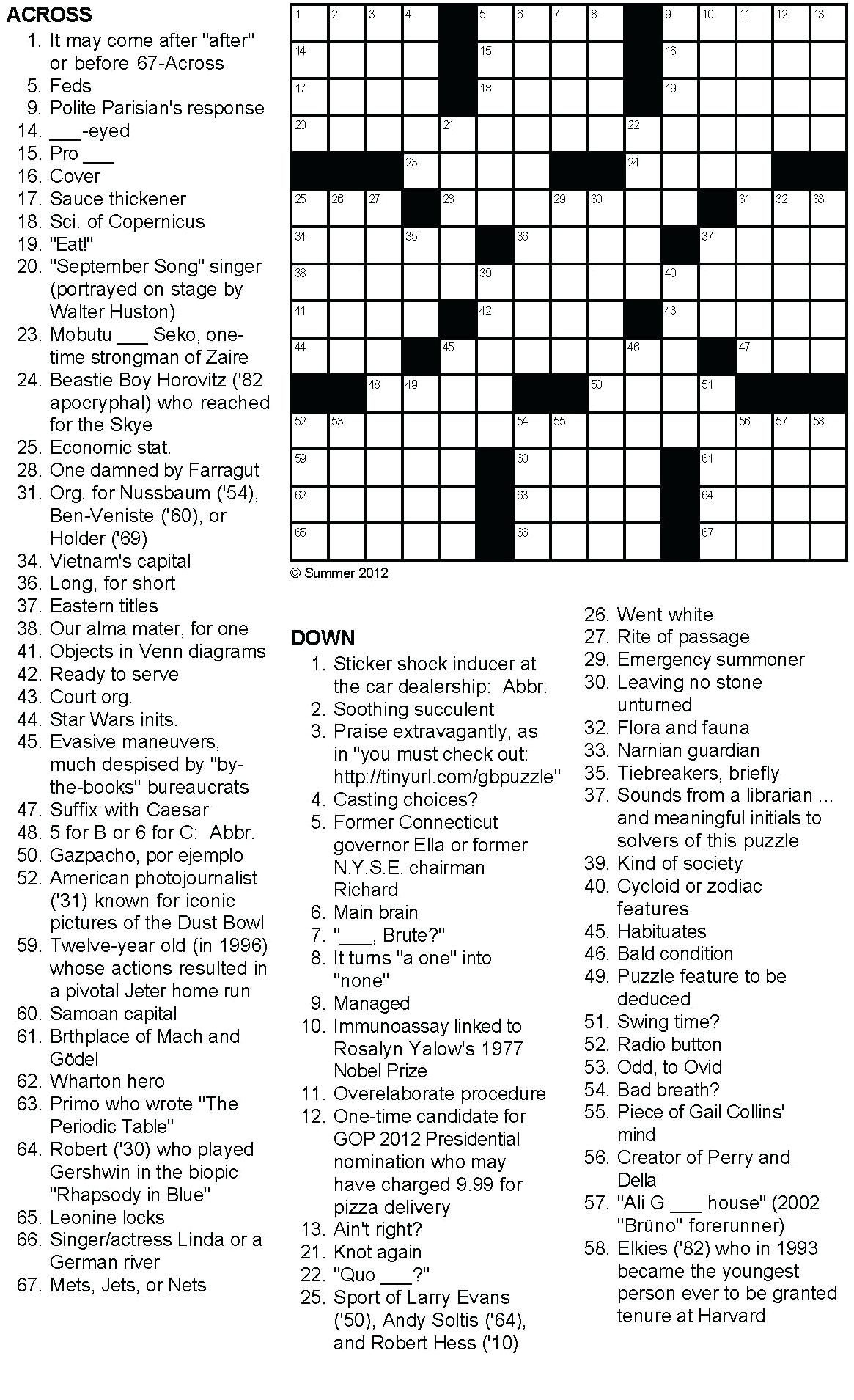 Free Printable Summer Crossword Puzzles For Adults