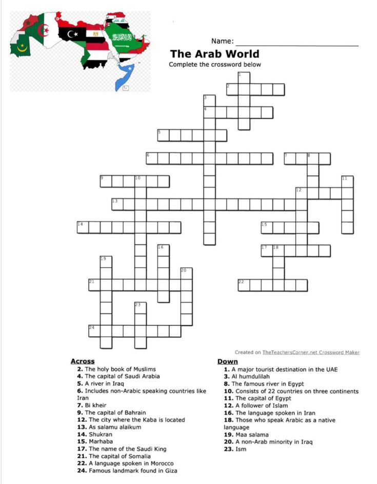 The Arab World Crossword Puzzle Learn Arabic With Laura