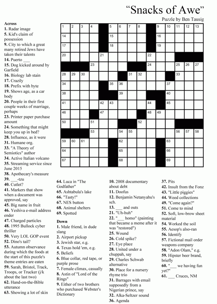 The Best Printable Crossword Puzzles For Adults Tristan