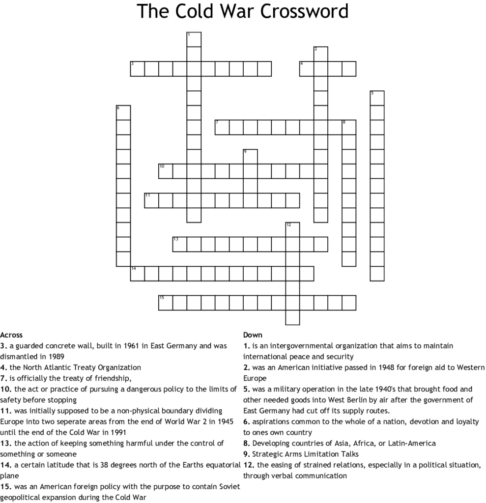 The Cold War Crossword WordMint