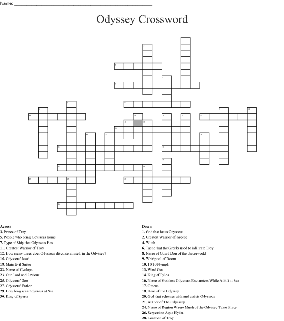 The Odyssey Crossword Puzzle Pdf