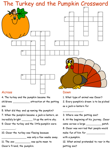 Turkey Crossword Puzzle Printable