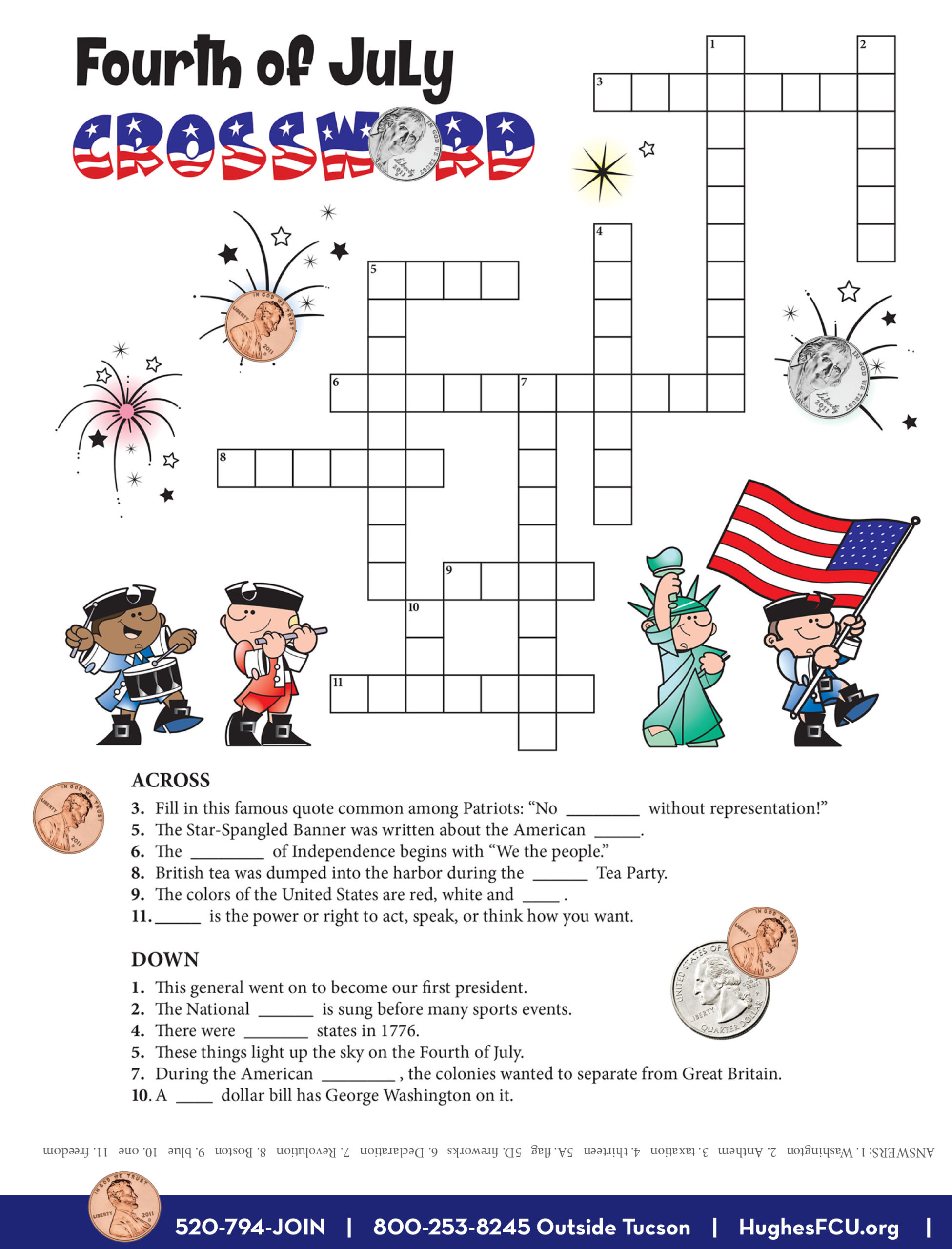 4th Of July Crossword Puzzle Printables