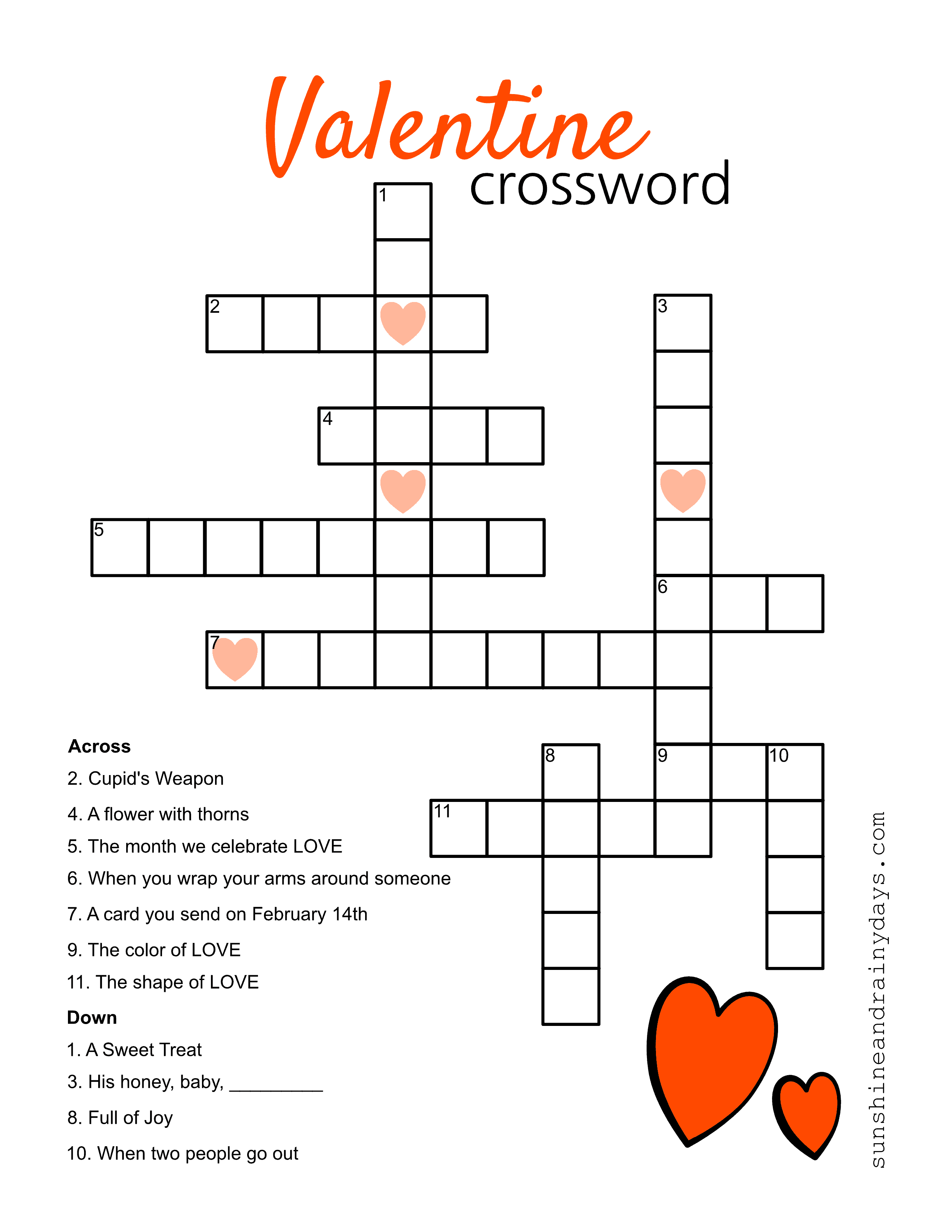 Valentines Crossword Printable