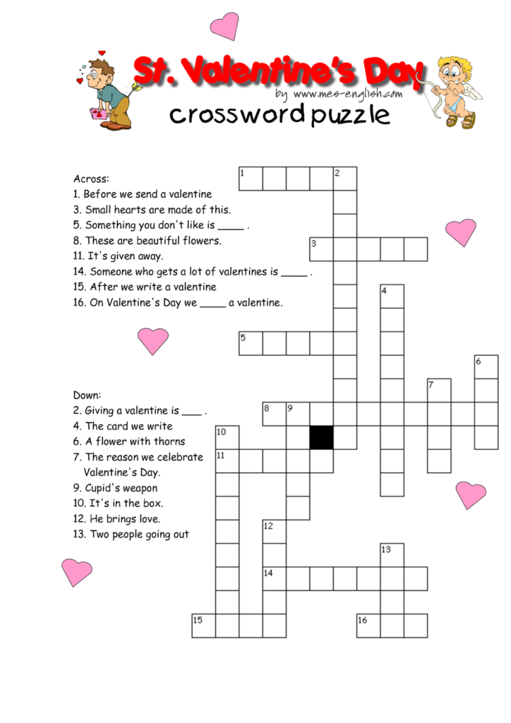 Free Valentine Crossword Puzzles Printable