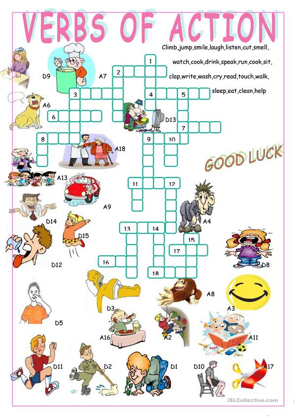 Verbs Crossword Puzzle Printable