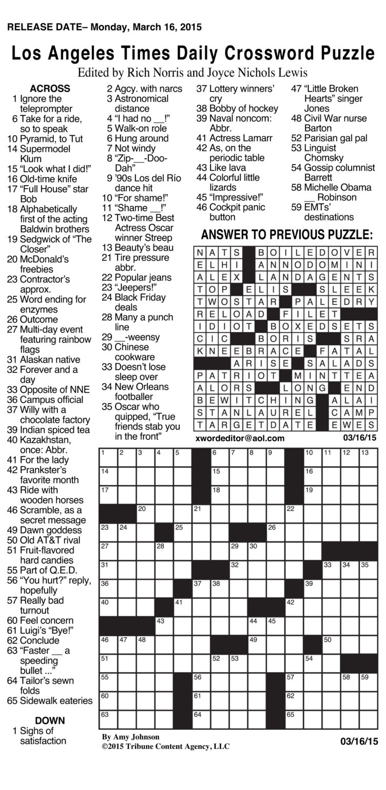 Sunday Crossword Printable Washington Post