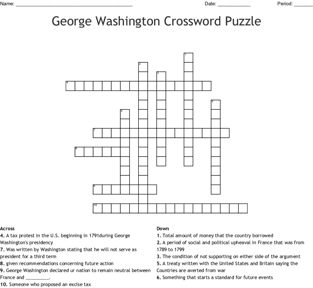 Washington S Presidential Precedents Crossword WordMint