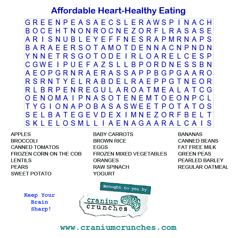 Healthy Eating Crossword Puzzles Printable