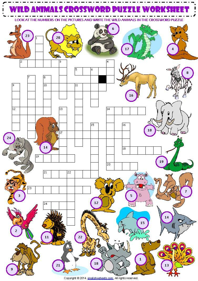 Crossword Puzzle Animals Printable