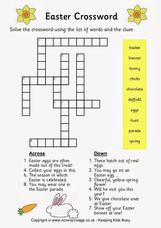 Free Printable Easter Crossword Puzzles For First Graders