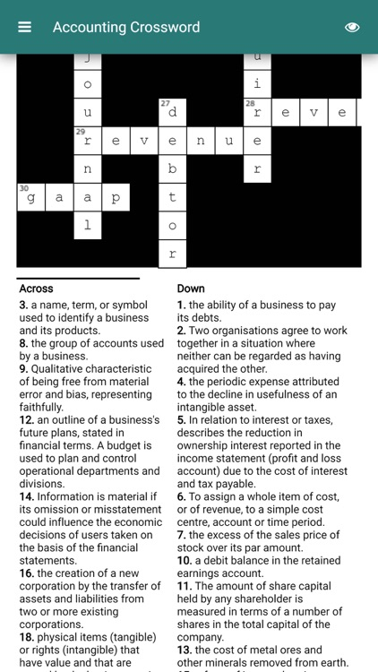 Printable Accounting Crossword Puzzle