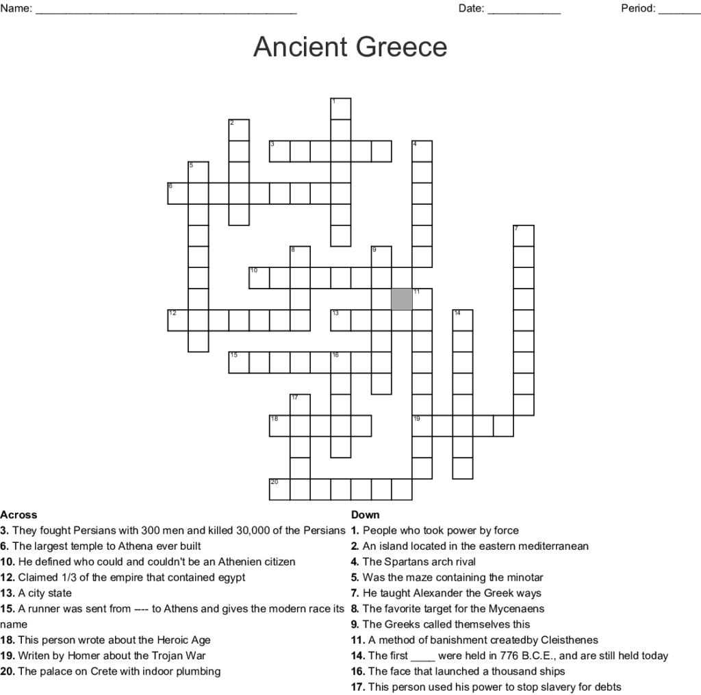 Ancient Greece Crossword WordMint