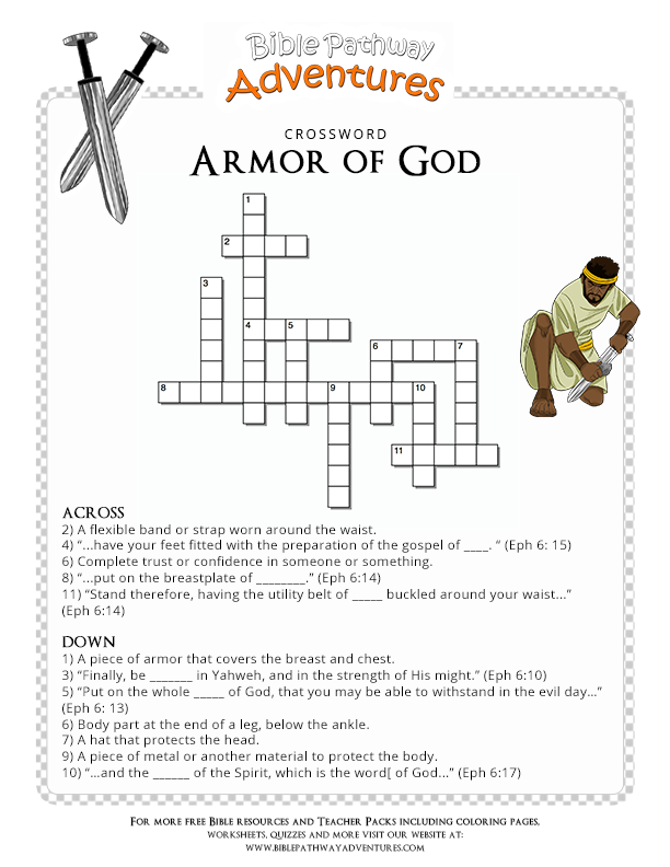 Printable Armor Of God Crossword Puzzle