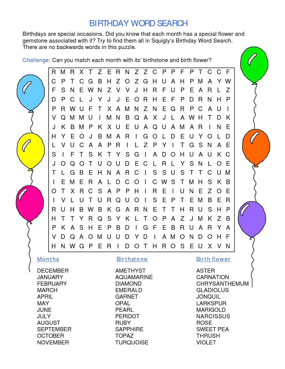 Free Printable Birthday Crossword Puzzle