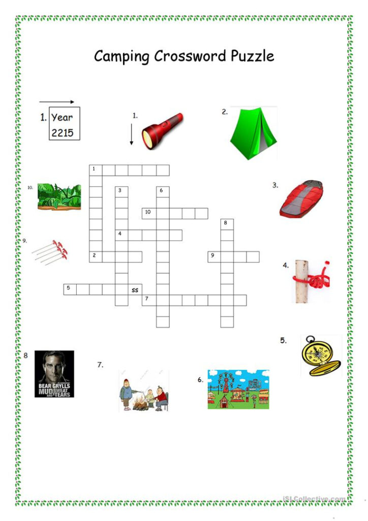 Camping Crossword Puzzle Worksheet Free ESL Printable