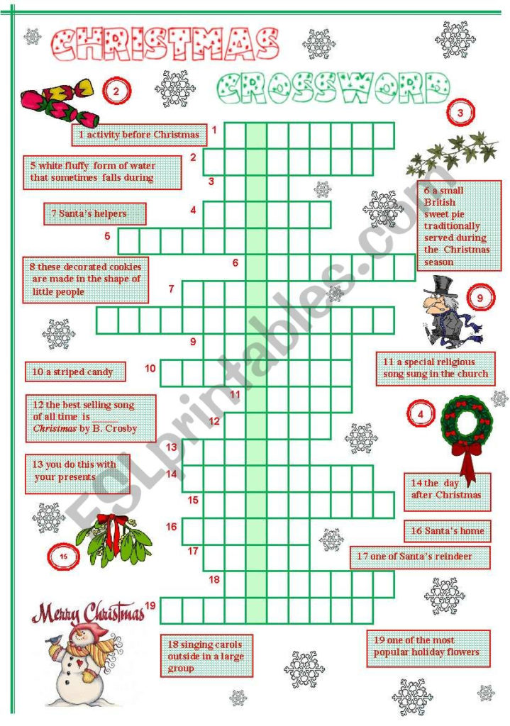 Christmas Crossword ESL Worksheet By Szilvi