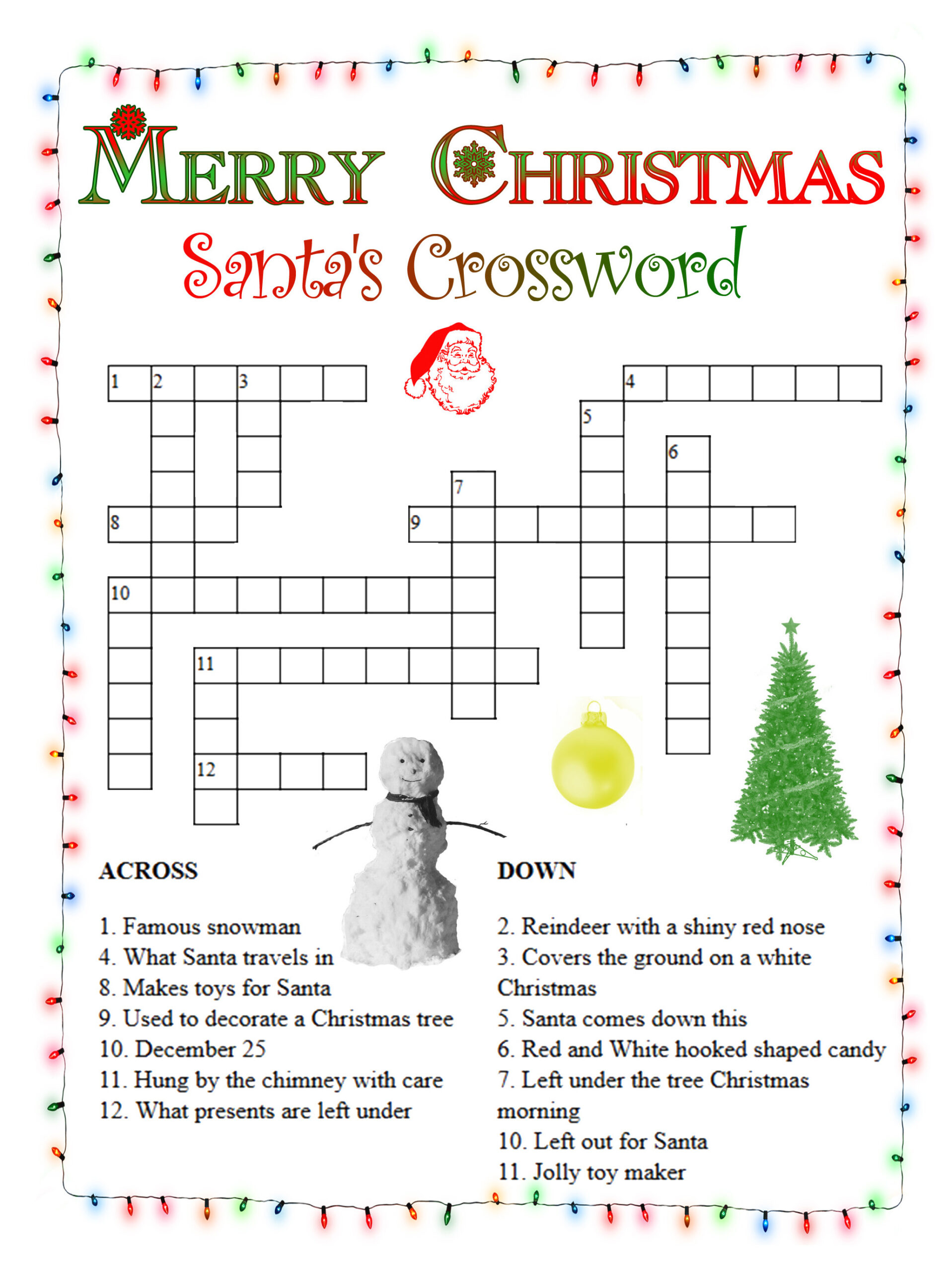 Christmas Crossword Puzzles Online Printable