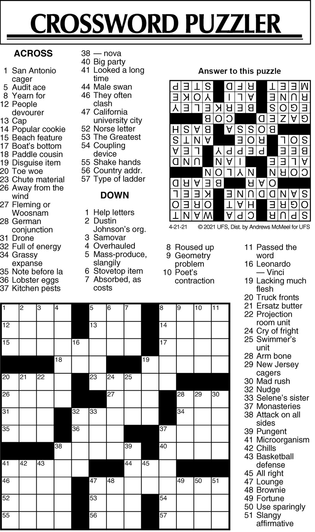 Frank Longo Premier Printable Crossword Puzzle For April 21 2022
