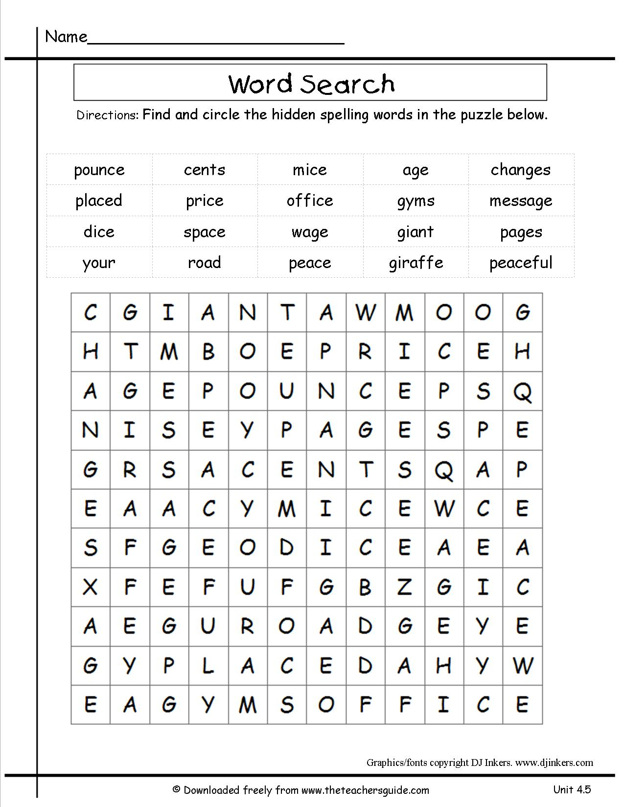 Printable Crossword Puzzle For Grade 3