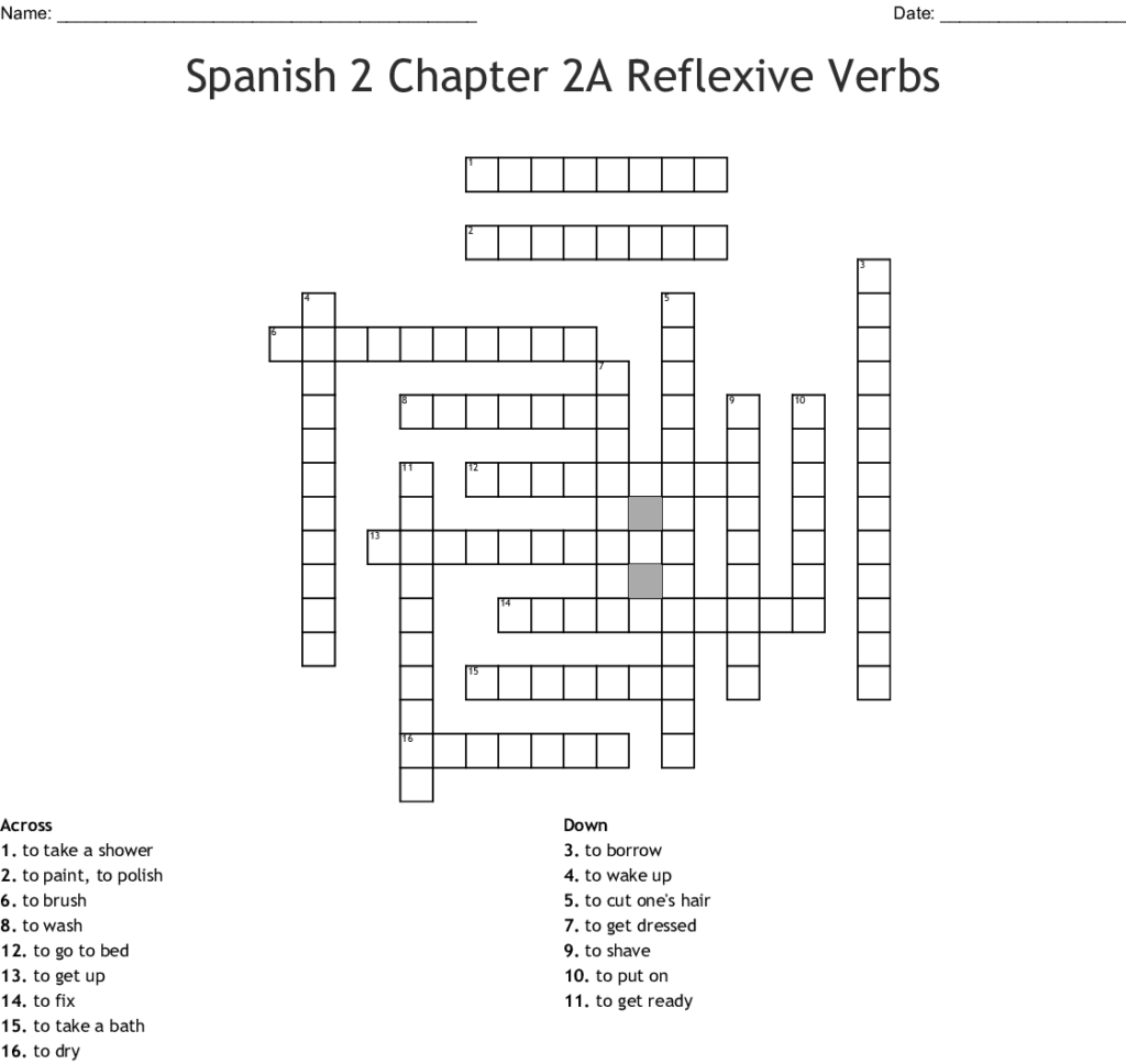 Crossword Puzzle Printable In Spanish Printable