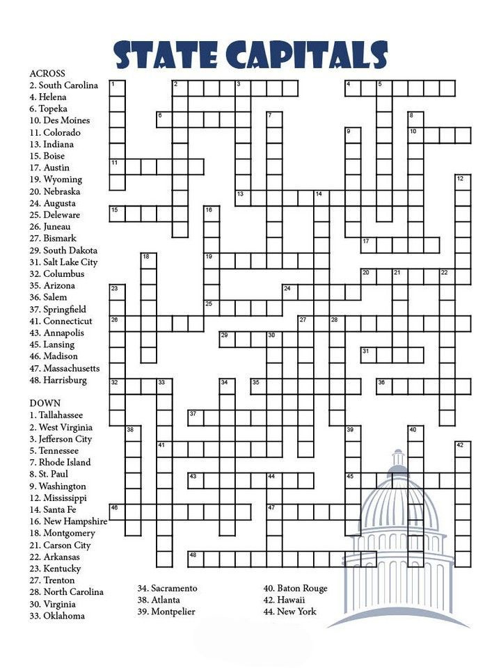 Crossword Puzzle Elementary Printable