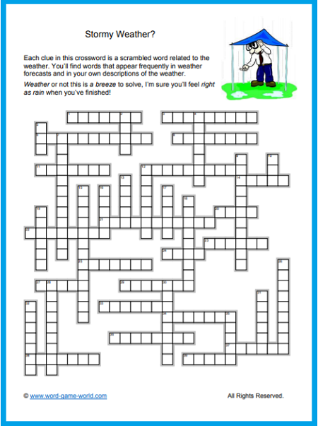 Word Scramble Crossword Puzzle Printable