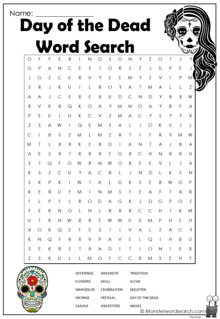 Day Of The Dead Word Search 1 Jpg Monster Word Search