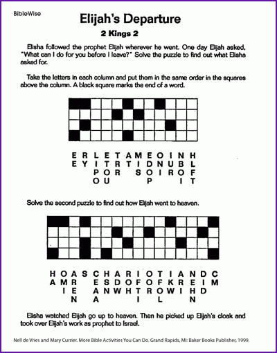 Free Bible Crossword Puzzles Printable-elijah