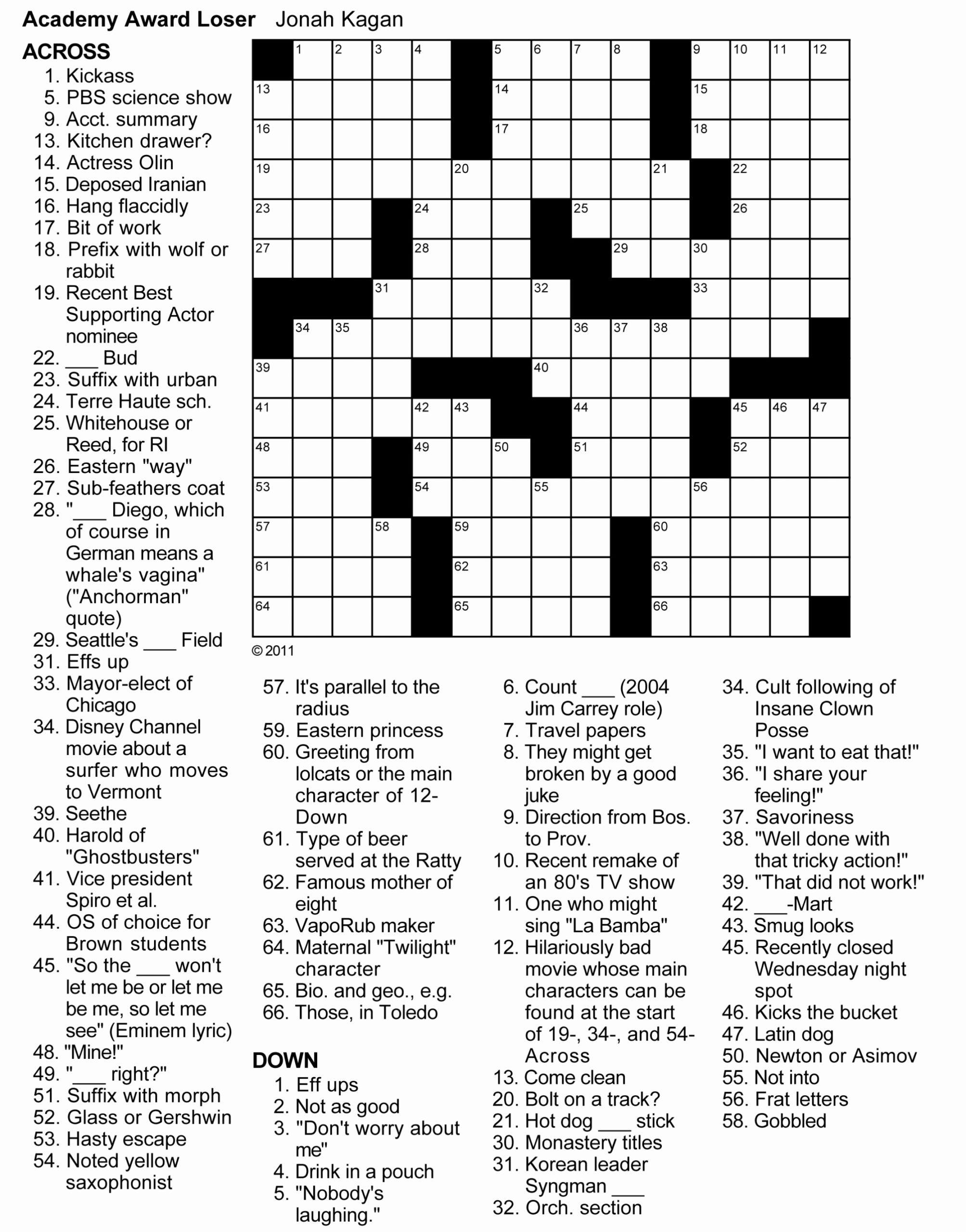 Free Printable Crossword Puzzle For Adults Archive