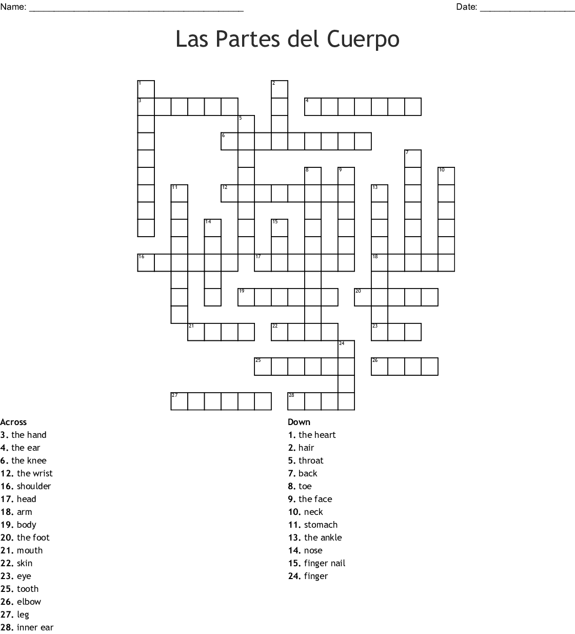 Crossword Puzzles Printable In Spanish