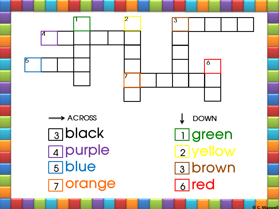 Custom Crossword Puzzles For Kindergarten Free Printable